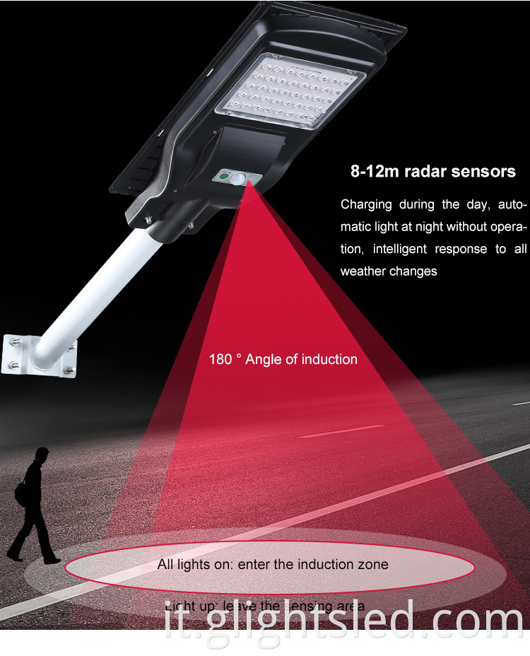 Outdoor IP65 impermeabile 40w 60w 80w 100w integrato tutto in un lampione solare a led